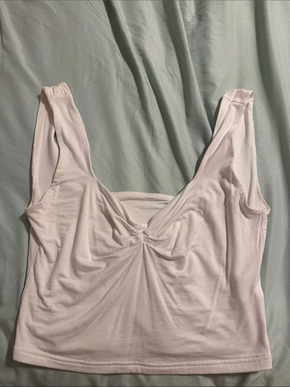 Women's White Twist-Front Crop Tank